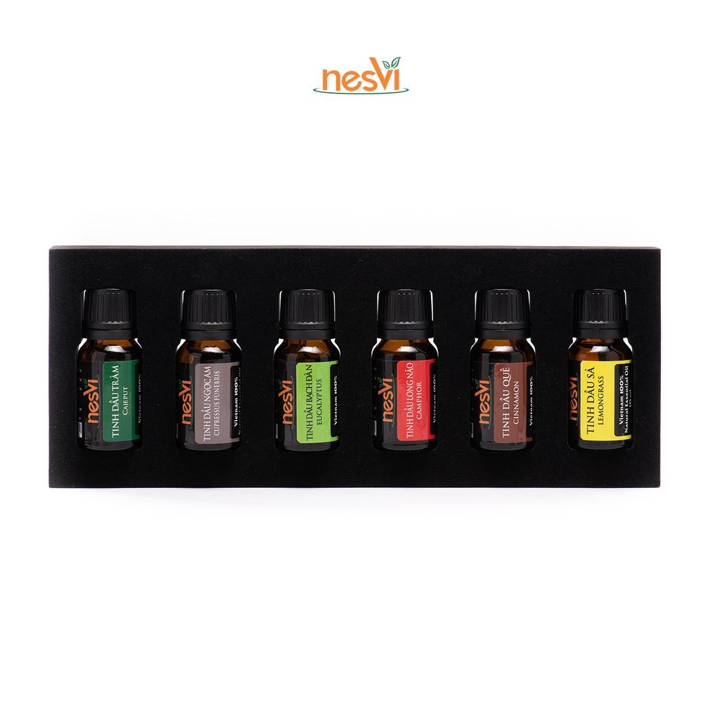 Full set hộp 6x10ml Tinh dầu tự nhiên Nesvi nhiều mùi hương nguyên chất làm quà tặng