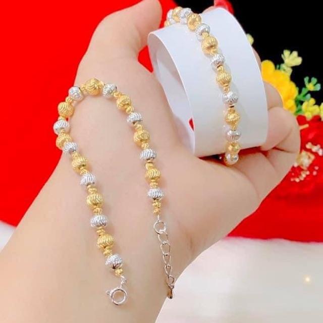 Lắc bi 2 màu mạ vàng + trắng RCLN