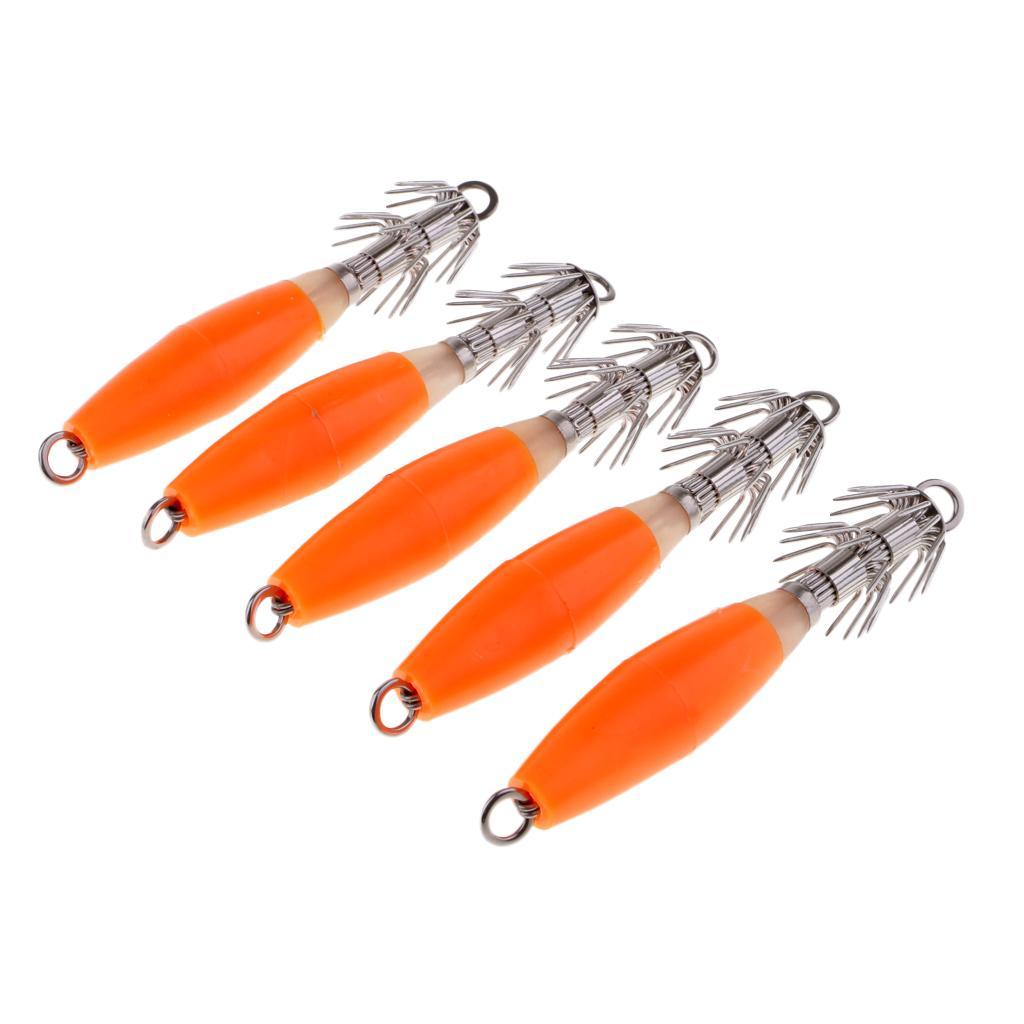 10pcs Squid Jig Hard Fishing Lure Saltwater Bass Jig Hooks Shrimp 10cm/3.9''