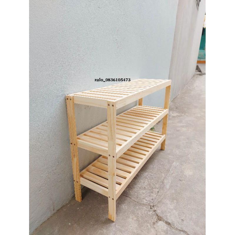 Kệ để đồ 3 ngăn gỗ tự nhiên dài 80cm
