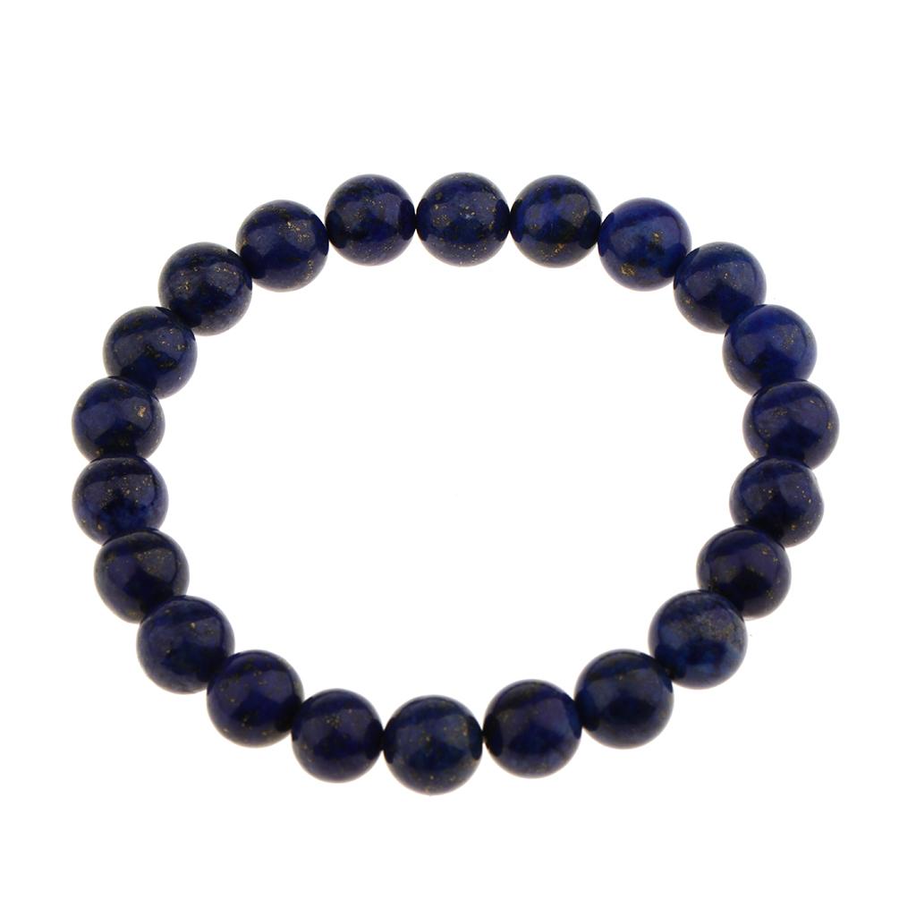 Natural Gemstone Stretchy Beaded Bracelet 8mm Round Lapis Lazuli Prayer Bead