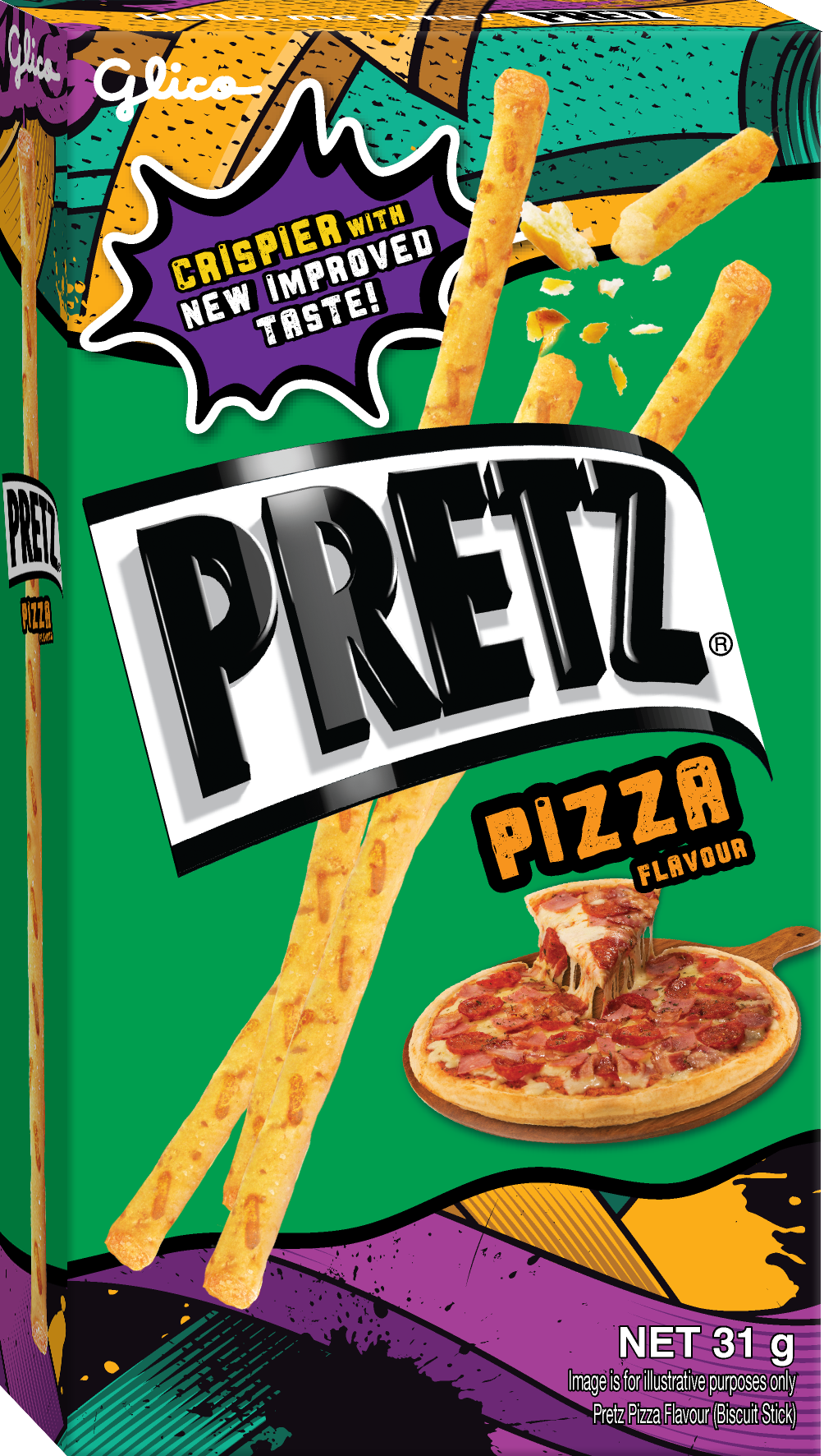 Bánh qua nướng giòn mix 2 vị gà nướng và pizza GLICO Pretz