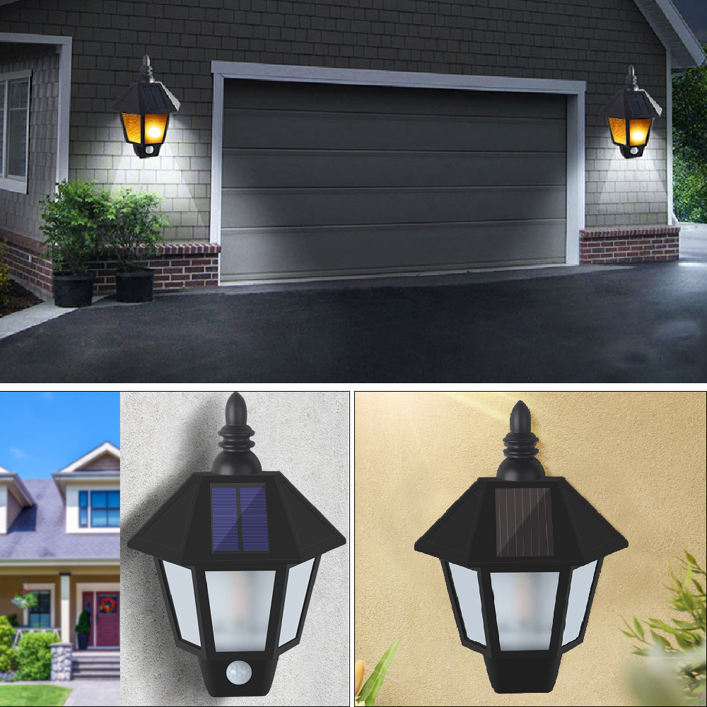 Đèn LED năng lượng mặt trời, hình lục giác, treo tường, phong cách cổ điển