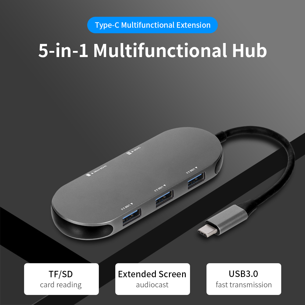Thẻ Nhớ TF 5 Trong 1 Vỏ Nhôm USB3.0 * 3 / SD, Màu Xám