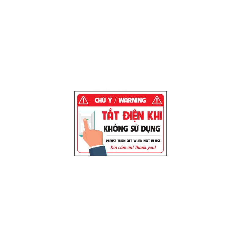 Tem Nhắc Nhở Tắt Điện, Tem Nhựa Decal Dán Cảnh Báo Tắt Điện Khi Không Sử Dụng, An Toàn, Dán Lên Mọi Bề Mặt. Takyhome 5006