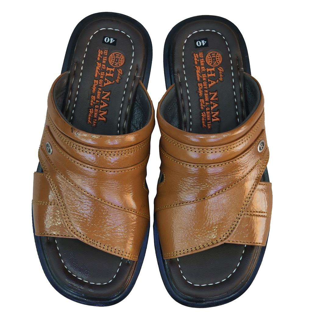 Dép Nam Quai Ngang TiTi ĐÔ Da Bò Thật Cao Cấp DNA2133a