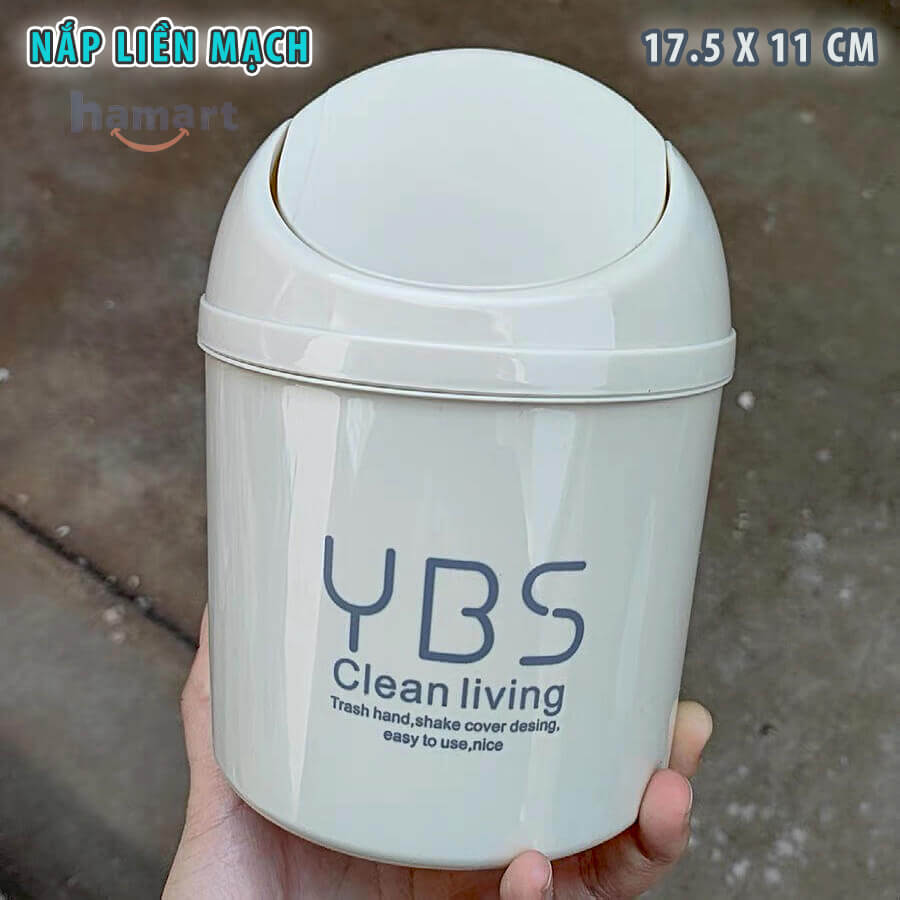 Thùng Rác Mini Để Bàn YBS Thùng Rác Nhỏ Cute Có Nắp Đậy Tiện Lợi 3 Màu Lựa Chọn