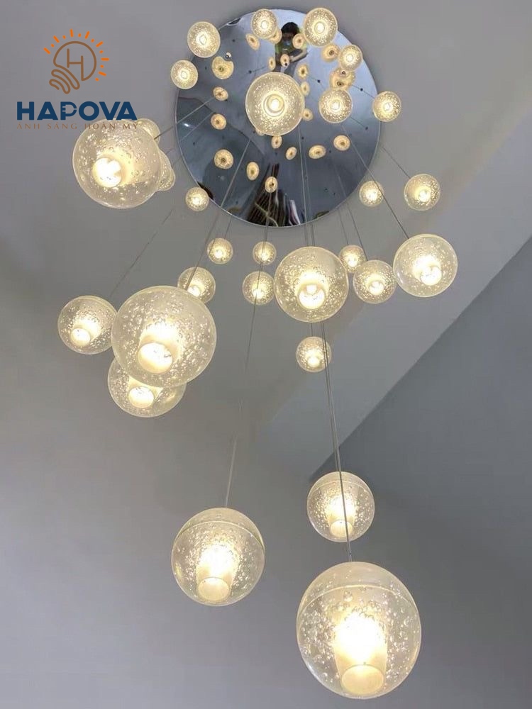Đèn thả thông tầng pha lê giọt nước thủy tinh HAPOVA ROLLY 1059 - Tặng kèm bóng LED