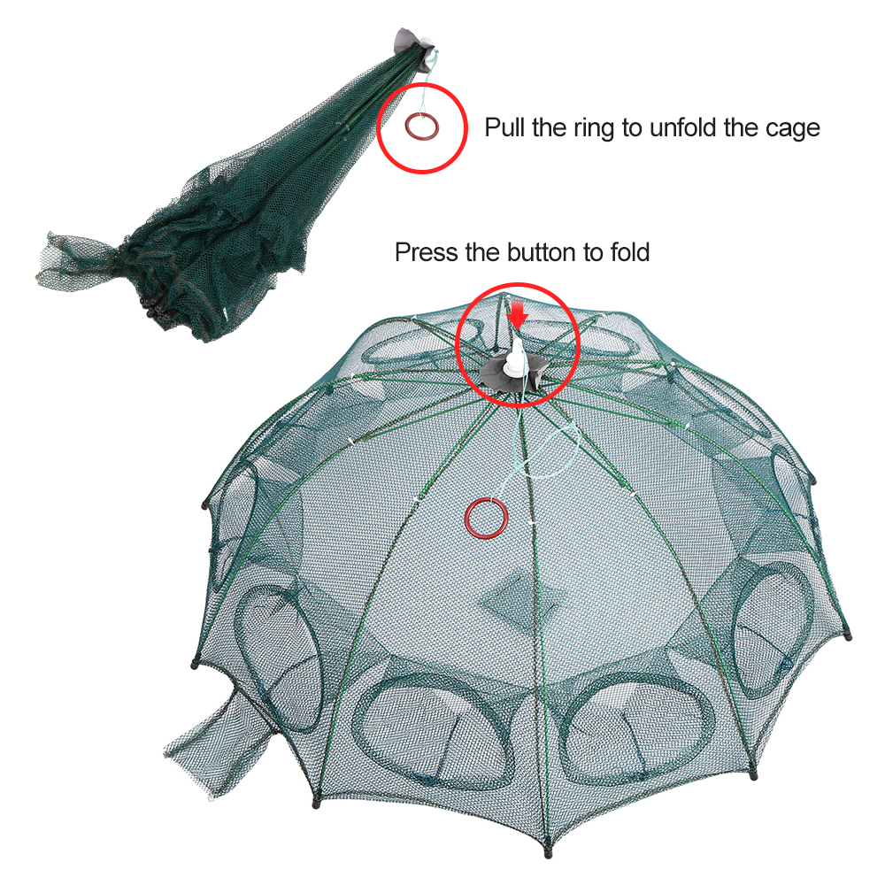 Lồng đánh cá tôm với 6 lỗ bẫy bằng lưới polyester chống rách, độ bền cao