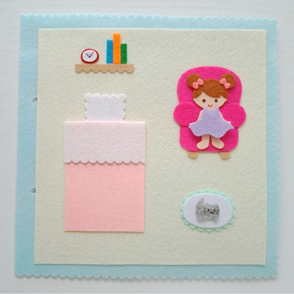 Đồ chơi Sách vải Ngôi nhà Búp bê cho bé - - Đồ chơi Búp bê bằng vải Handmade - Quiet book Doll House
