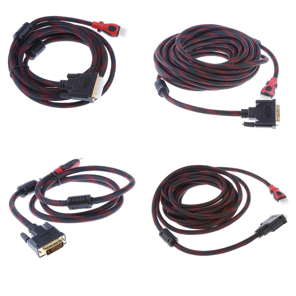 To DVI Cable Adapter   Cable 1080P for LCD DVD HDTV Projector PC 5ft