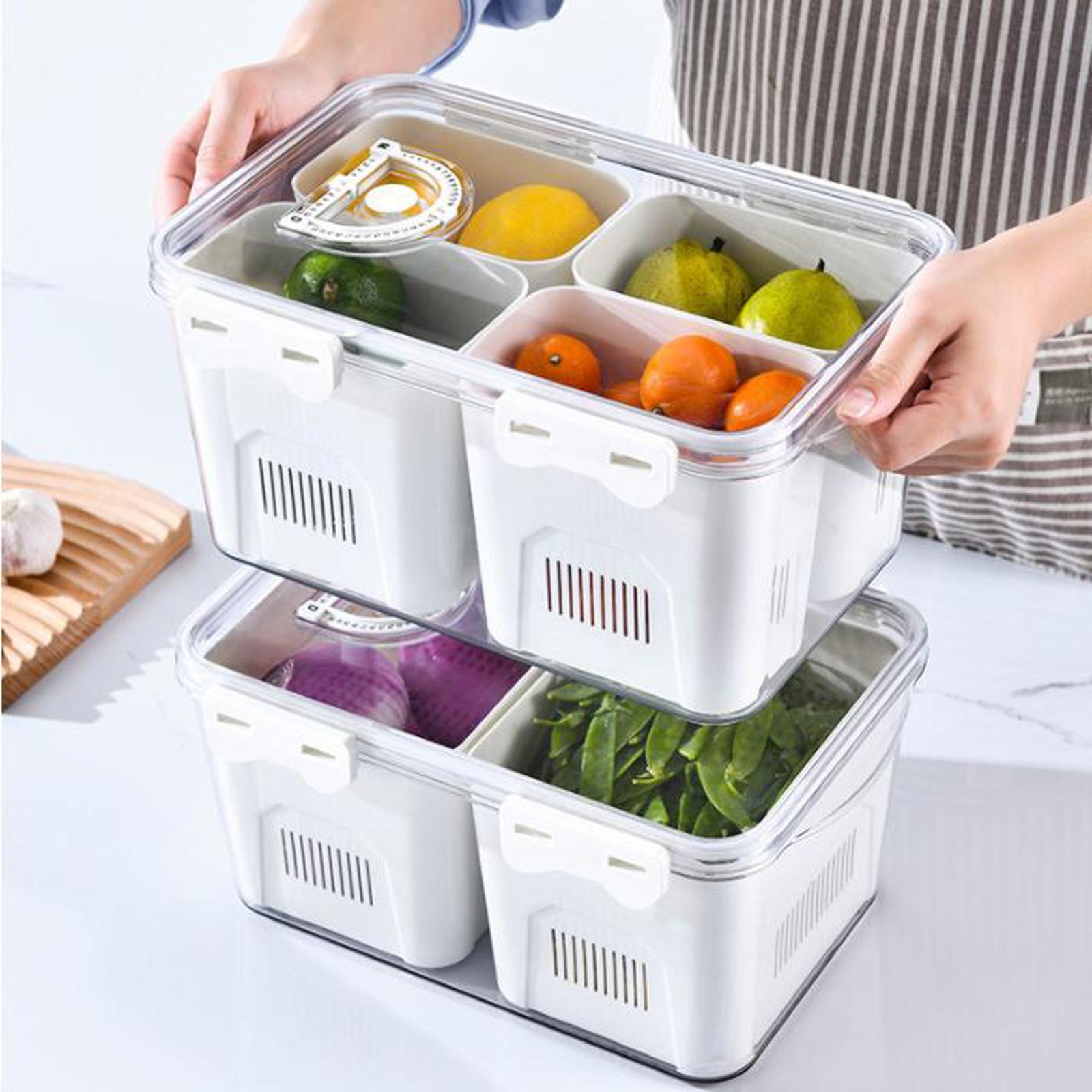 Refrigerator Storage Box Colander Bin Fridge Organizer Stackable Container White