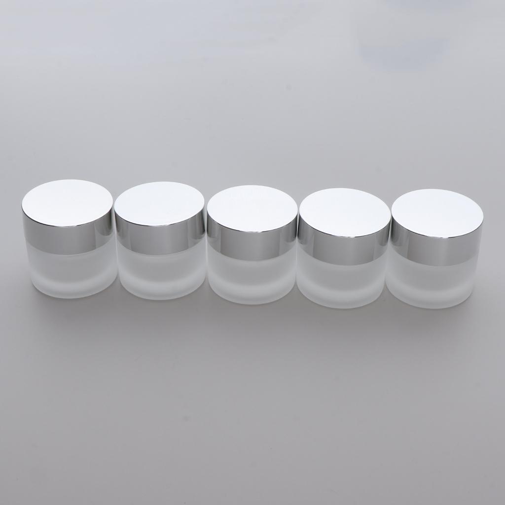 Frosted Glass Bottle,Travel Makeup Face Cream Pot Empty Cosmetic Jar Container with Screw Lid,Pack 5pcs