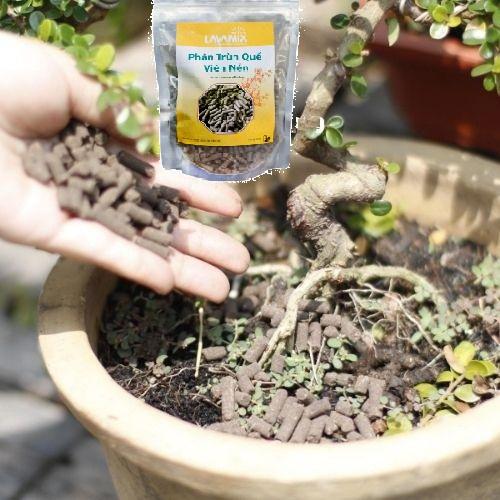 Phân trùn quế viên nén cho Hoa Lan, Hoa Hồng, Bonsai, sen đá, xương rồng, cây cảnh trồng chậu Gói 1kg