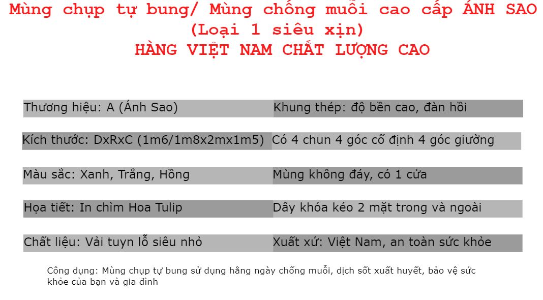 Mùng Chụp Tự Bung Cao Cấp Siêu Dày - Màu Xanh Da Trời  + Tặng kèm túi thơm thảo dược