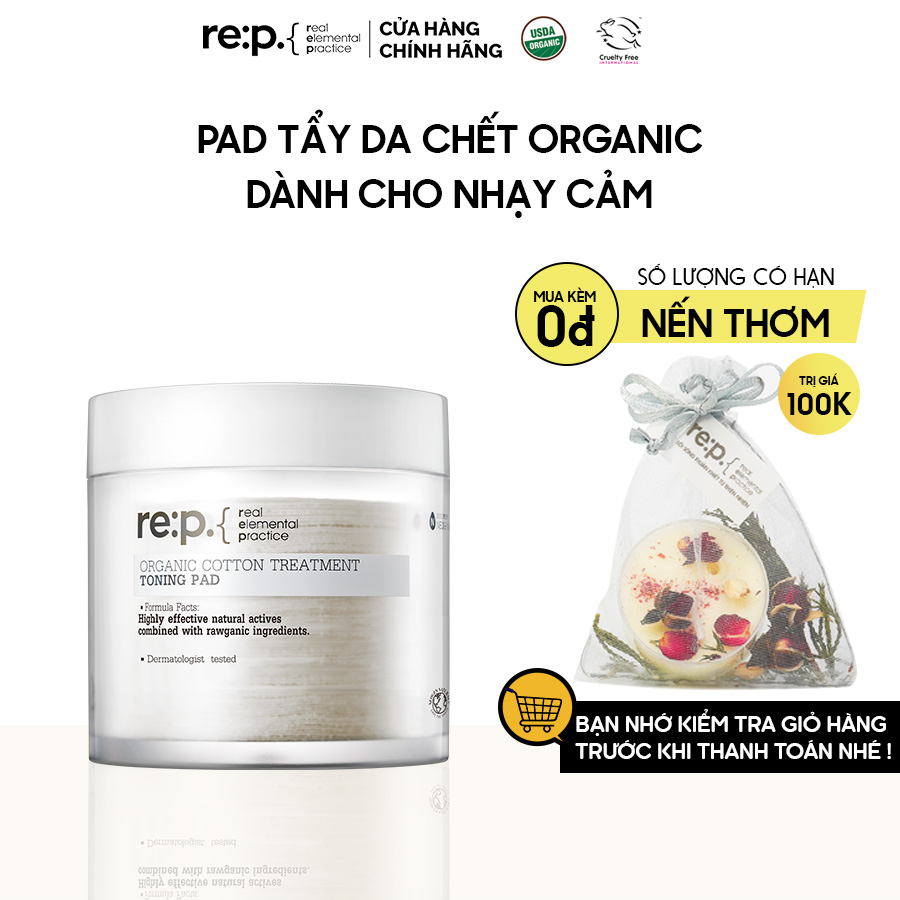 Pad Tẩy Da Chết Dành Cho Da Nhạy Cảm RE:P Organic Cotton Treatment Toning Pad 90 miếng