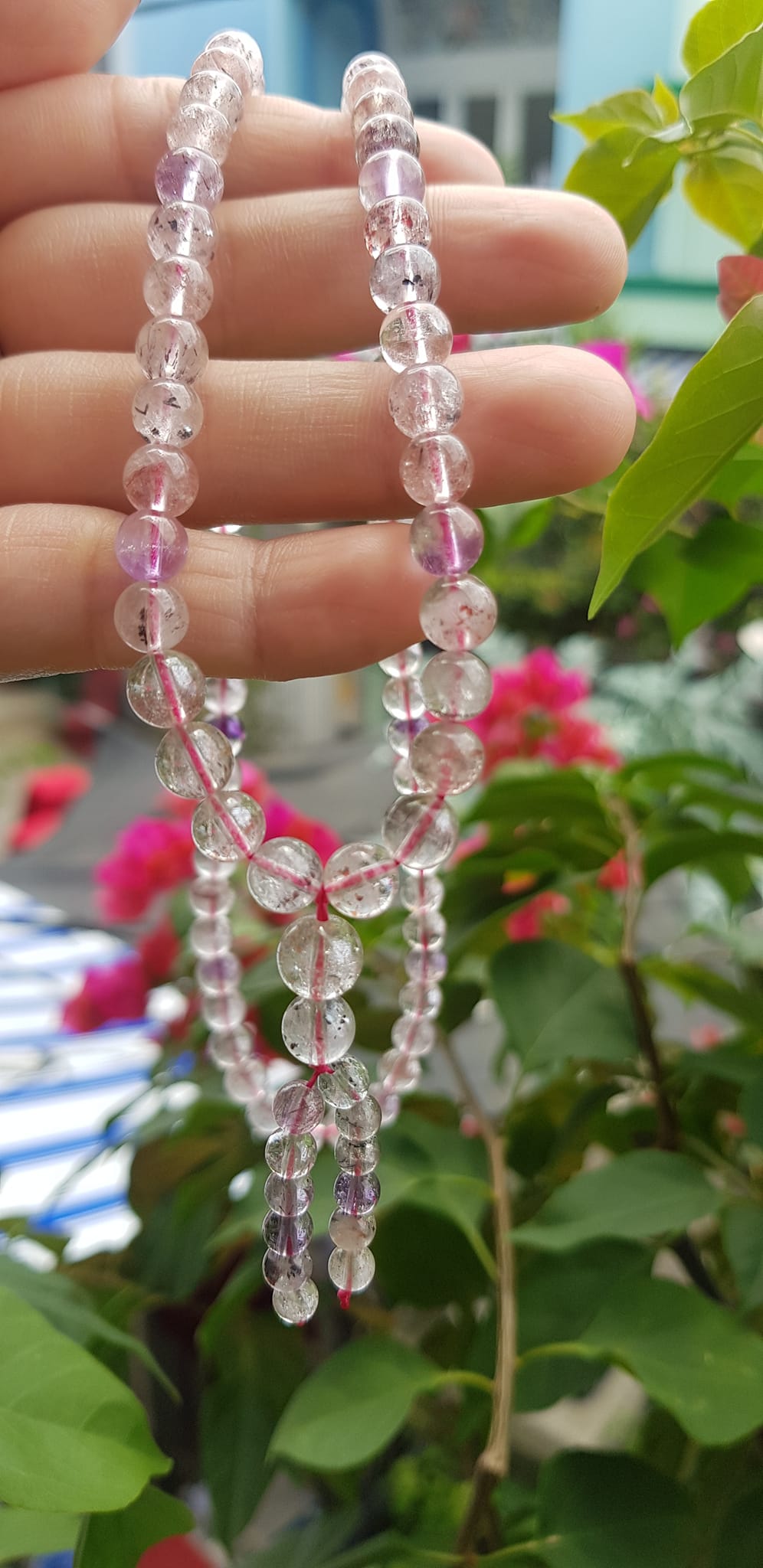 Vòng chuỗi đeo cổ Đá Super Seven tự nhiên kiểu đẹp quá Hạt 6mm lên kiểu đeo rất xinh trẻ xinh đẹp màu tím trắng bóng đẹp sang Nữ đeo may mắn phối đồ lên rất là đẹp ạ