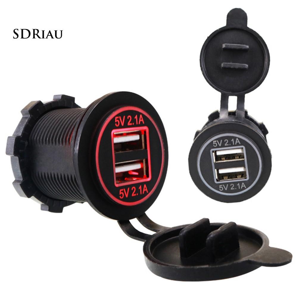 Củ sạc 2 cổng tích hợp màn hình LED 5V 2.1A cho xe hơi