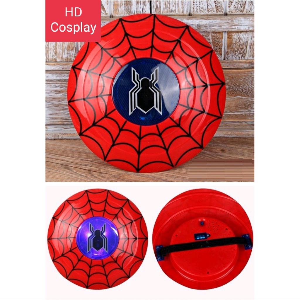 (Có Sẵn) Bộ Khiên Và Mặt Nạ Người Nhện Spider Man Có Nhạc Và Đèn Cực Kỳ Hấp Dẫn Cho Bé