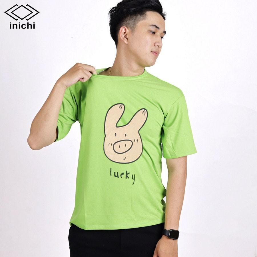Áo thun Unisex INICHI tay lỡ form rộng phong các in hình chú heo lucky - IC661