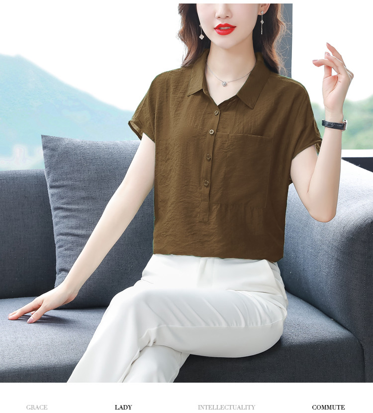 Áo sơ mi nữ form rộng tay ngắn, chất liệu Đũi tơ mềm mát, áo kiểu nữ, form trẻ trung, năng động, T73