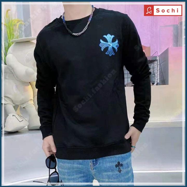 Áo thun nam tay dài, áo phông đẹp tay dài nam nữ in hình chữ thập xanh mã SW628