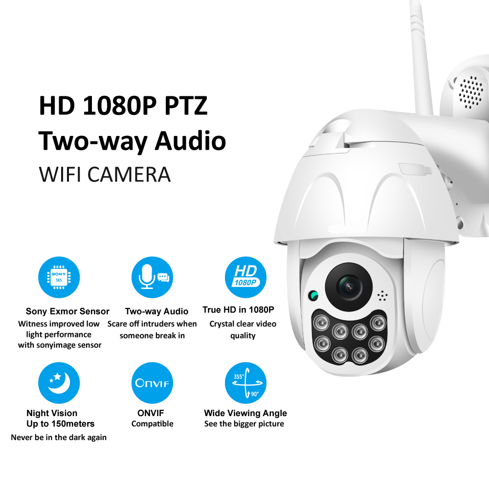 Camera IP ngoài trời X6000 Xoay 360 độ FullHD 1080P chống nước chống bụi dùng ứng dụng Yoosee Ban đêm có màu - Hàng nhập khẩu