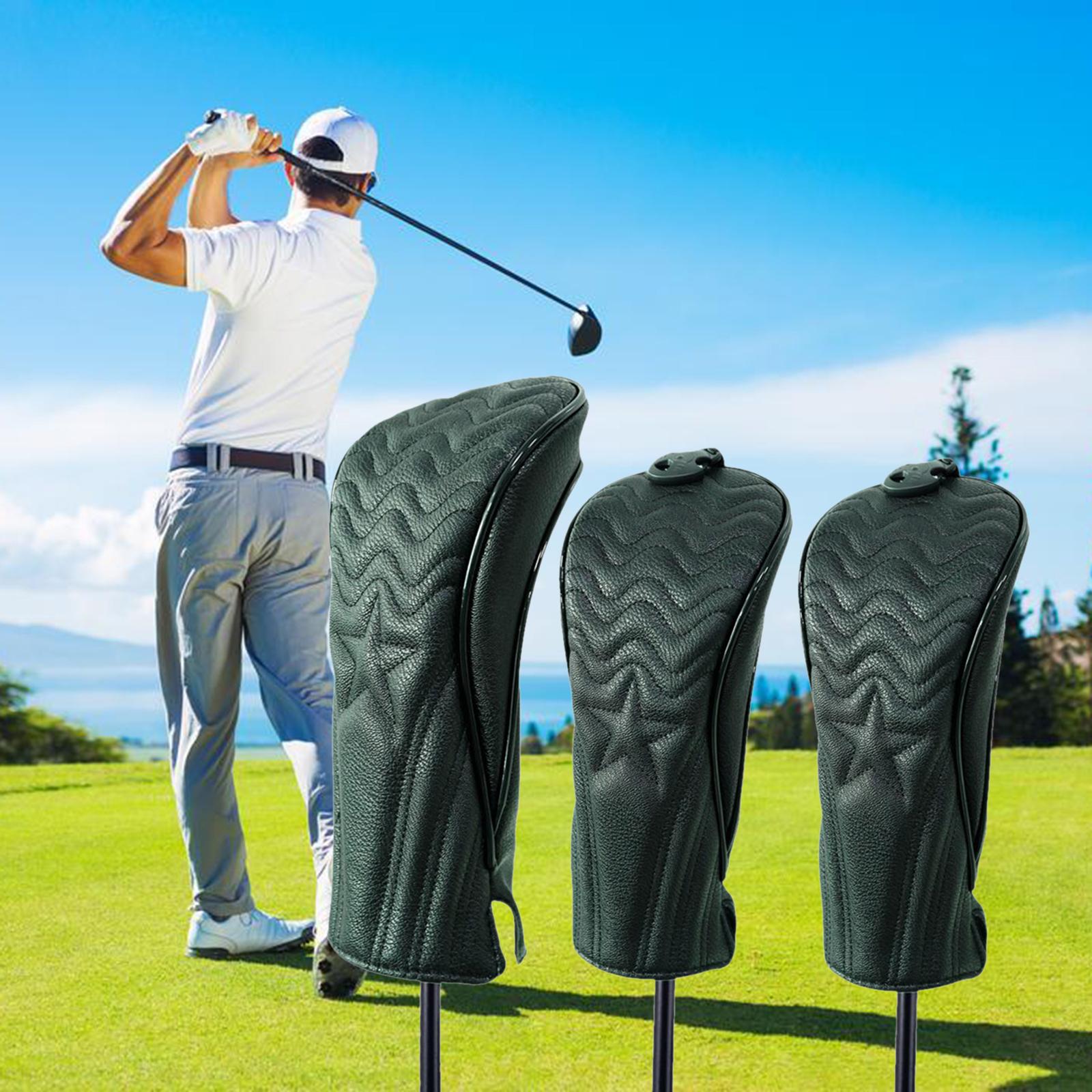 3x Golf Head Covers No. 1 3 5 Driver Fairway Woods Head Covers Protector