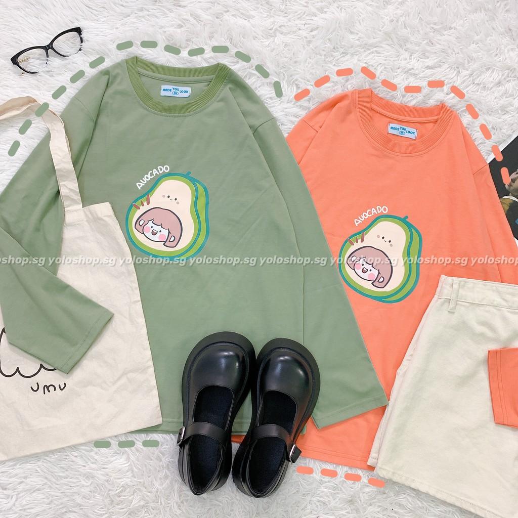 Áo thun tay dài TRÁI BƠ AVOCADO phông Unisex nam nữ tee oversize form rộng pull Ulzzang Streetwear thu đông vải mềm