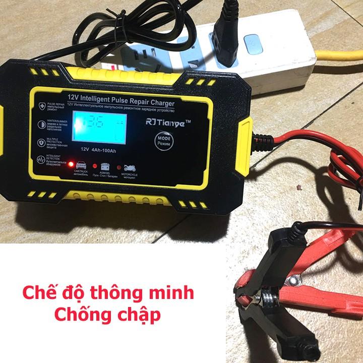 Sạc bình acquy 12V/6A 4Ah-100Ah TIANYE tự ngắt khi đầy chức năng bảo dưỡng phục hồi ắc quy bằng khử sunfat