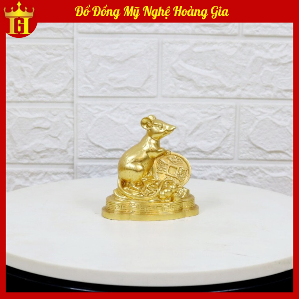 Tượng chuột bằng đồng mạ vàng 24K