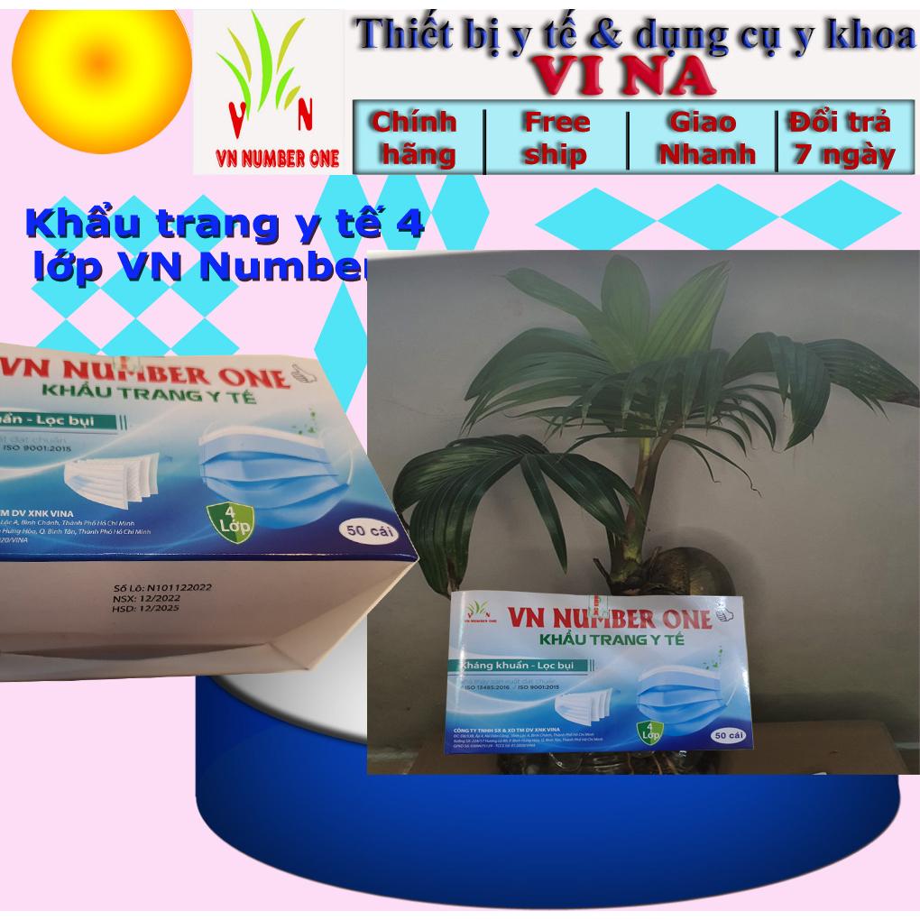 Khẩu Trang y Tế 4 Lớp Vn Number One (1 Hộp 50 Cái) - Có Loại Cho Người Lớn, Em Bé, Sản phẩm đạt chứng nhận CE Châu Âu