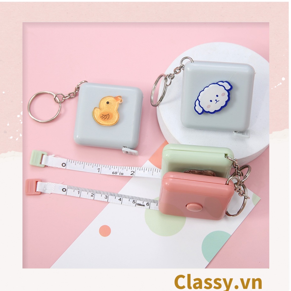 Classy Móc khóa, thước dây hộp nhựa siêu dễ thương PK1553
