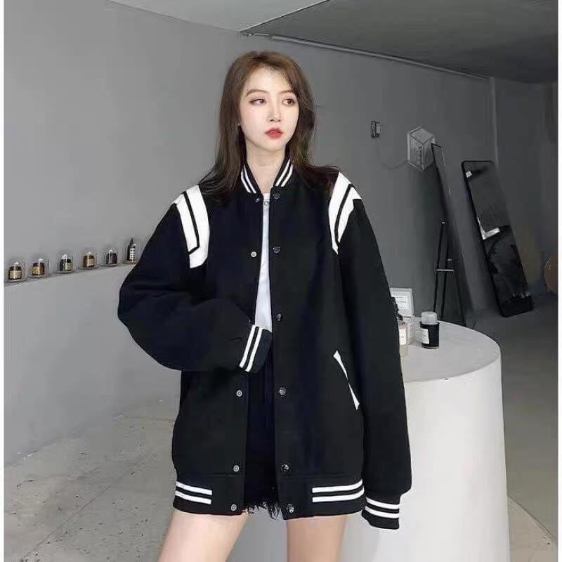 Áo khoác bomber Teddy , varsity jacket Sơn Tùng form rộng , áo bóng chày oversize nam nữ chất liệu nỉ lót dù 2 lớp - Gin store