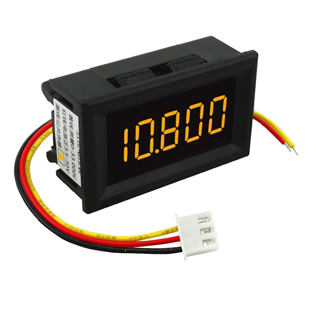 2PCS - DC 3.5-30V 3 Wire LED Digital Display Voltmeter Volt Meter Panel Yellow Words