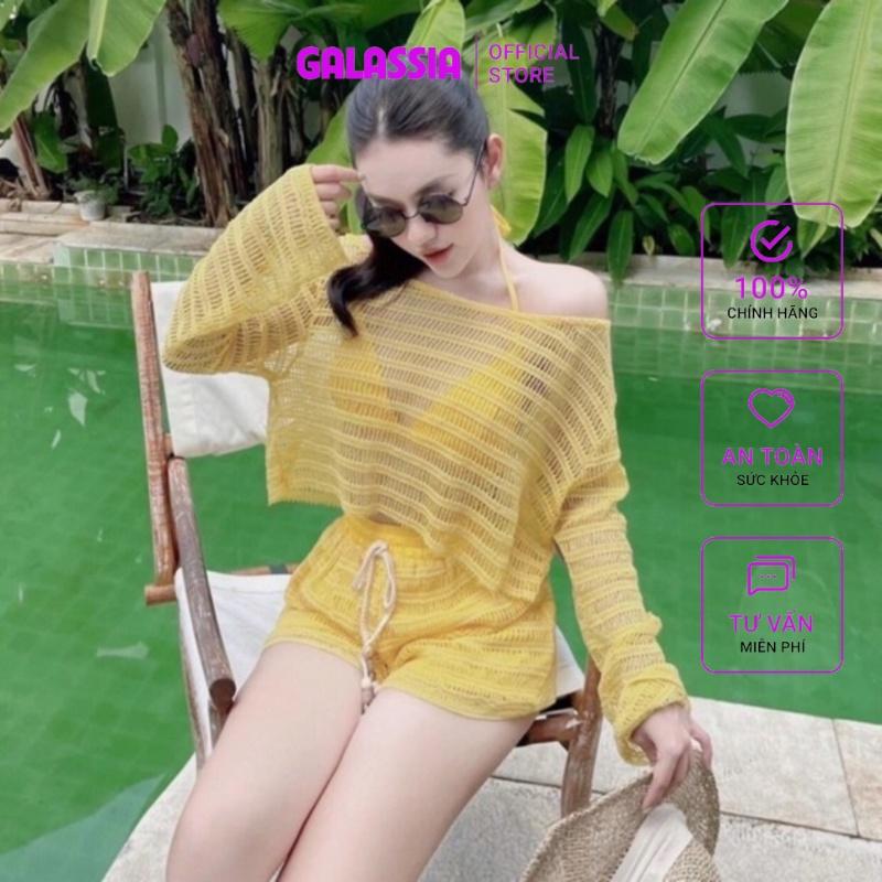 Đồ bơi nữ 3 món kín đáo set bikini ren thời trang đi biển sexy siêu đẹp GALASSIA