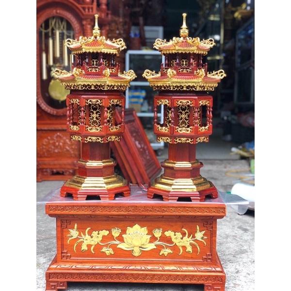 Đèn mái chùa gỗ hương cao cấp cao 61cm