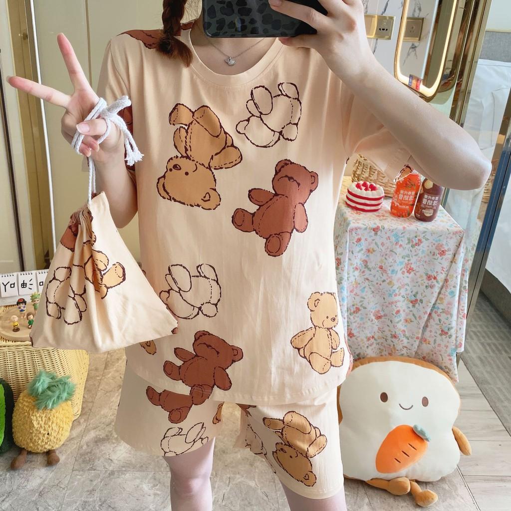 Đồ Bộ Cộc Hè Mặc Nhà Mặc Mặc Ngủ Họa Tiết Kute Vải Mát, Mềm Mại CCTT10