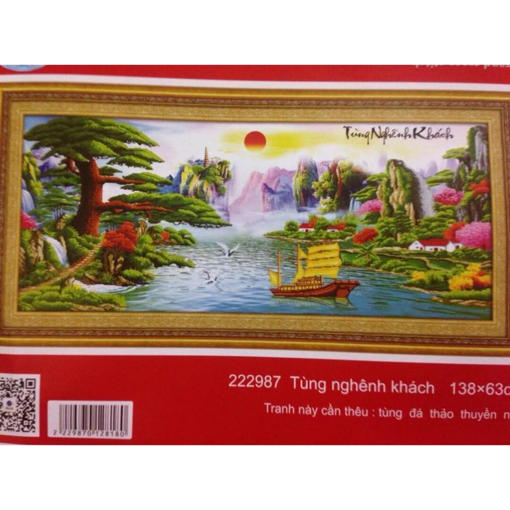 Tranh thêu chữ thập Tùng nghênh khách DLH- 222988