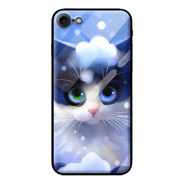 Ốp kính cho iPhone 7 mẫu MÈO TUYẾT 1 - Hàng chính hãng