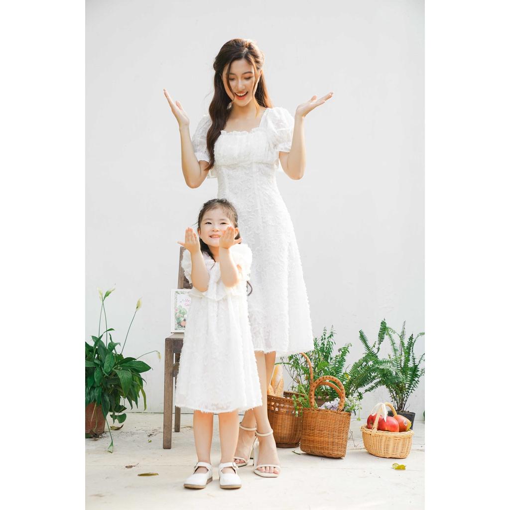 Váy đôi Mẹ và Bé - Đầm cộc tay ôm eo bèo nhún ngực - Mandy Set