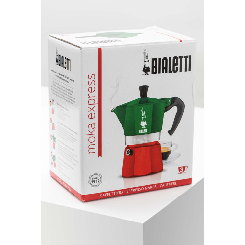 Ấm cà phê Ý Bialetti Moka Express phiên bản màu cờ Ý 3 cup | made in Italy