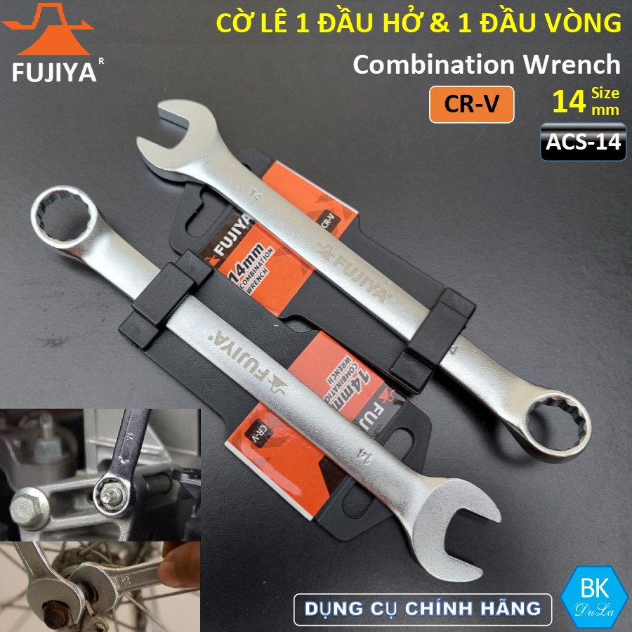 Cờ lê kết hợp 1 đầu hở- 1 đầu vòng 14mm Fujiya Công nghệ Nhật Bản ACS-14 Thép CR-V
