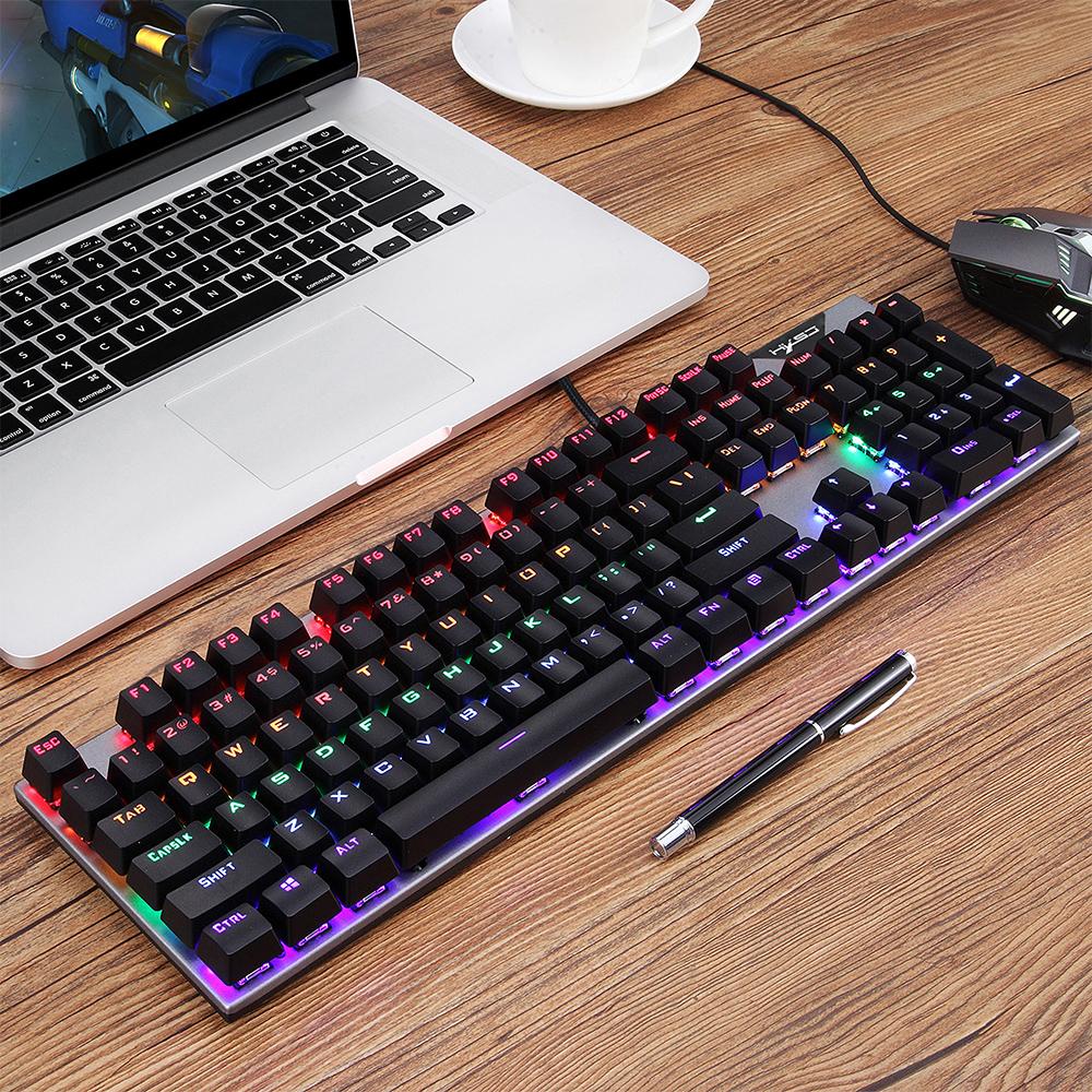 HXSJ L300 Wired 104-key Keyboard RGB Backlit Keyboard N-key Rollover Blue Switch