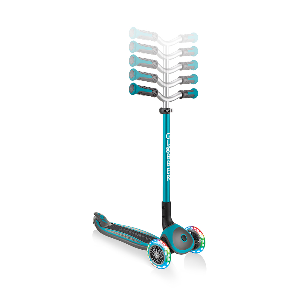 Xe Trượt Scooter 3 Bánh GLOBBER MASTER LIGHTS Cho Trẻ Em Từ 4 Đến 14 Tuổi - Xanh Cổ Vịt