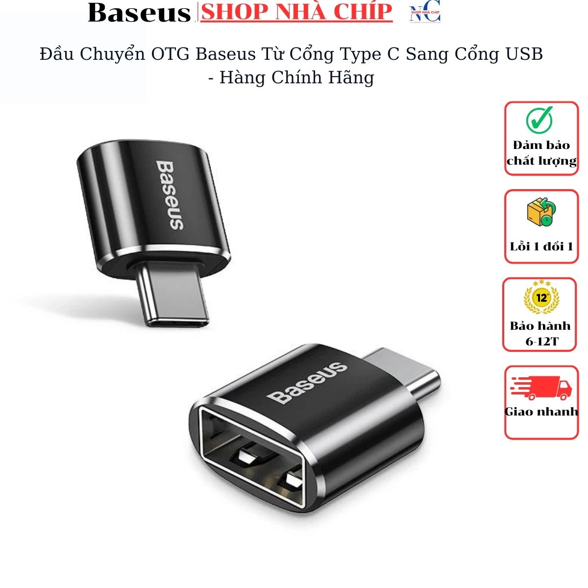 Đầu Chuyển OTG Baseus Từ Cổng Type C Sang Cổng USB - Hàng Chính Hãng