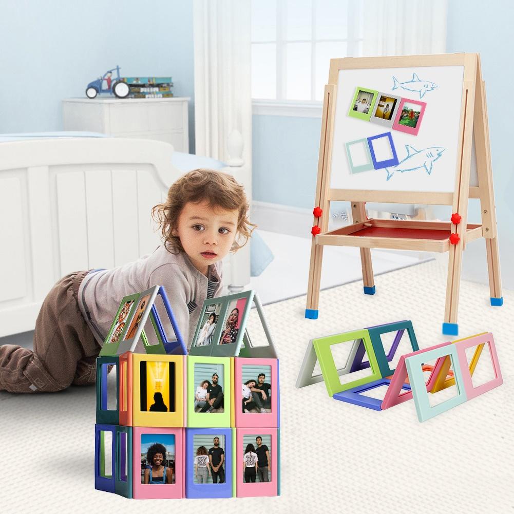 10 Cái/Bộ 3-Inch Giá đỡ khung ảnh nhiều màu từ tính Bộ lắp ráp DIY cho Bộ phim Instax Mini