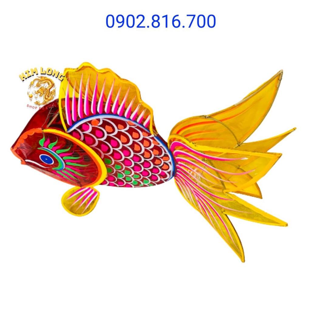 Đồ chơi lồng đèn trung thu truyền thống - Lồng đèn kiếng hình CÁ 3 ĐUÔI 105cm tặng 10 đèn cầy quà tặng trung thu
