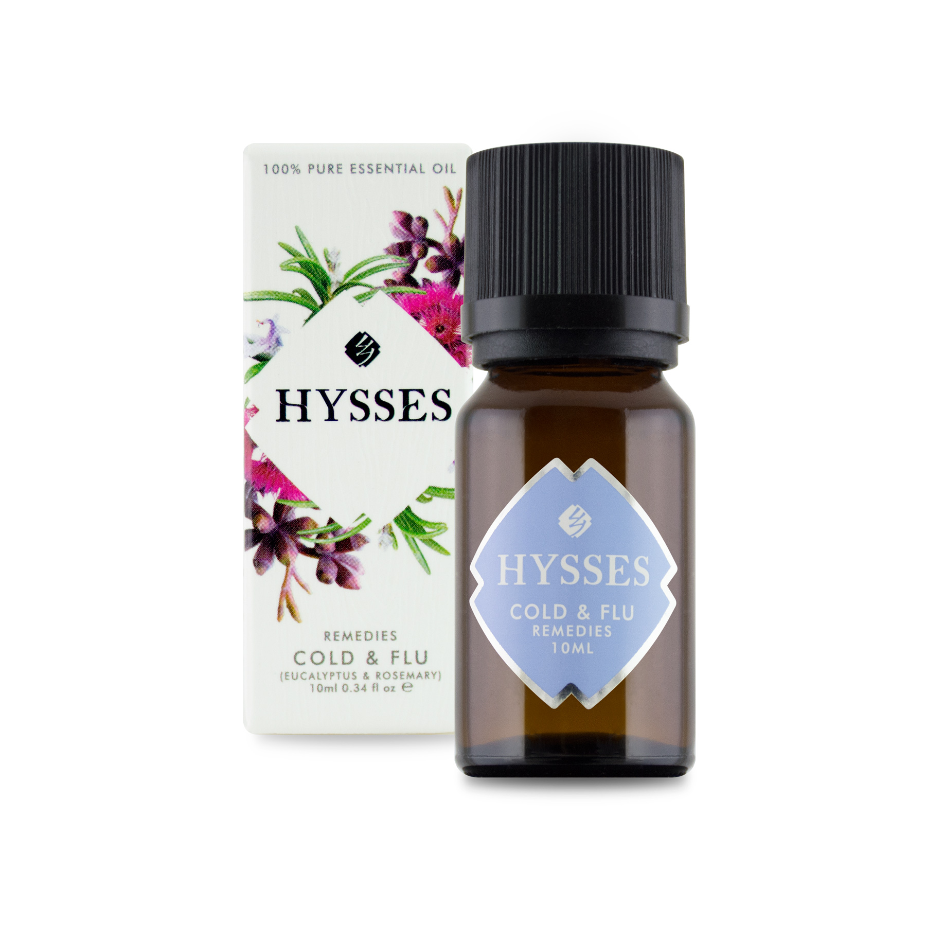 Tinh Dầu Cao Cấp Hysses Remedies Cold & Flu Mang Hương Tươi Mát, Thảo Mộc Ngọt Nhẹ, Tạo Cảm Giác Mát Lạnh Cho Đường Hô Hấp Với Tinh Dầu Hương Thảo - Bạch Đàn Hữu Cơ Tự Nhiên