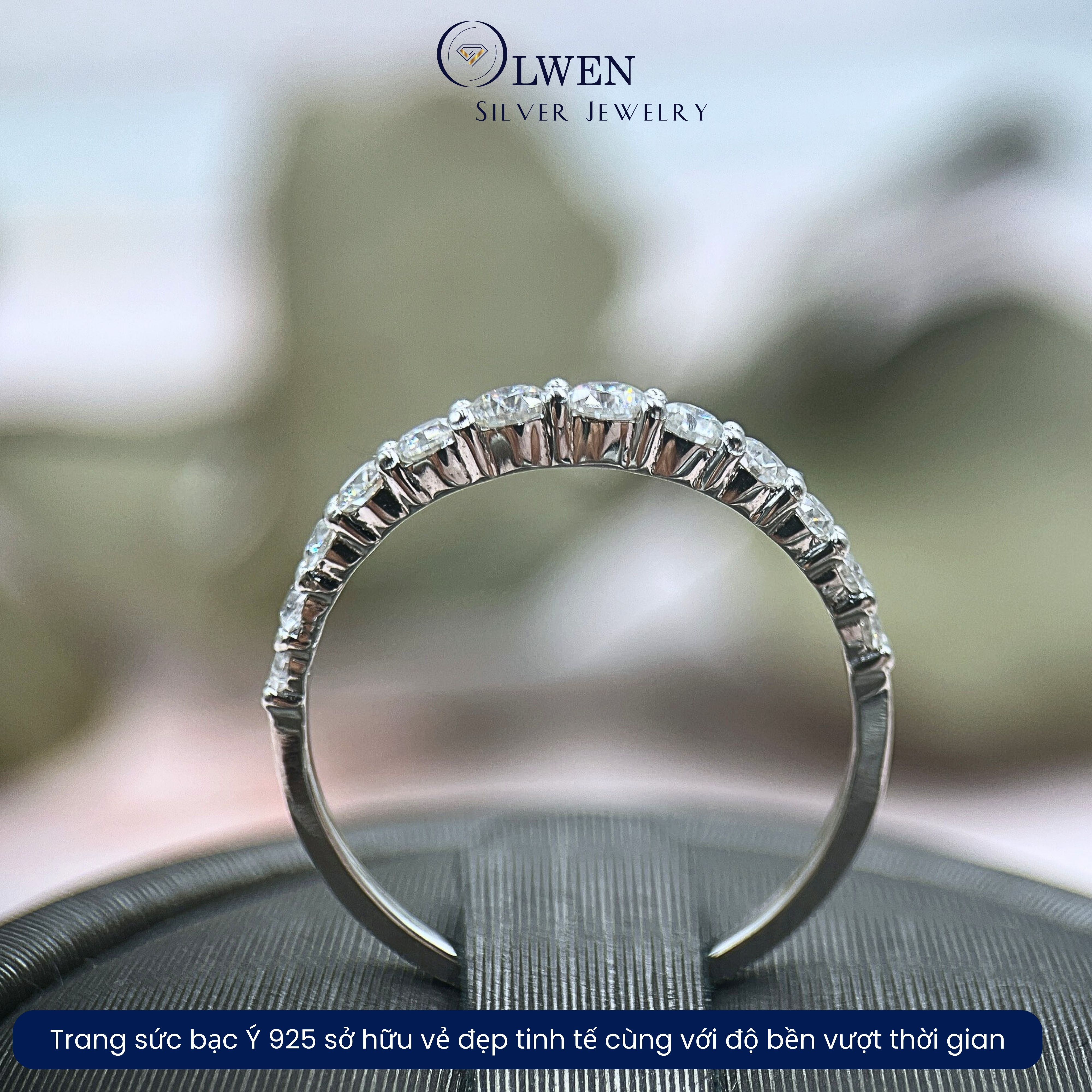 Nhẫn Bạc Nữ 925 Olwen Đính Kim Cương Moissanite
